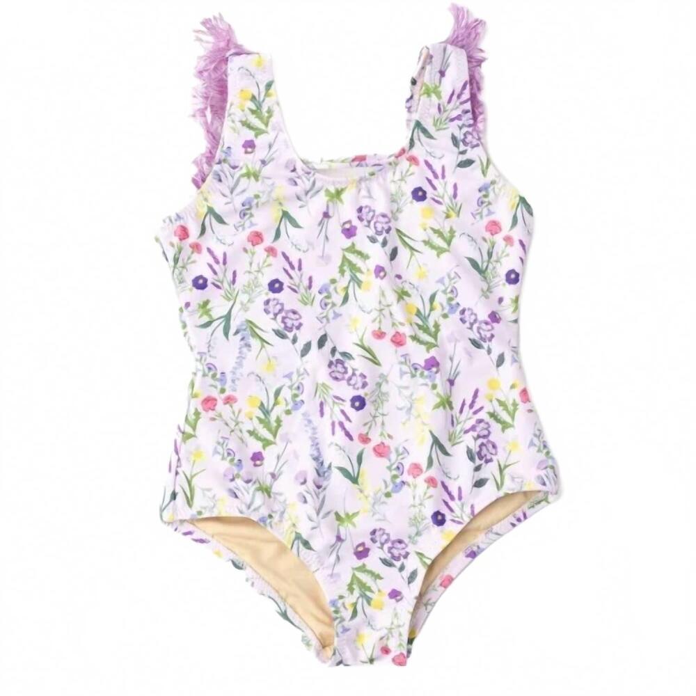 NEW SHADE CRITTERS girls' one piece fringe swimsuit in wildflower fields